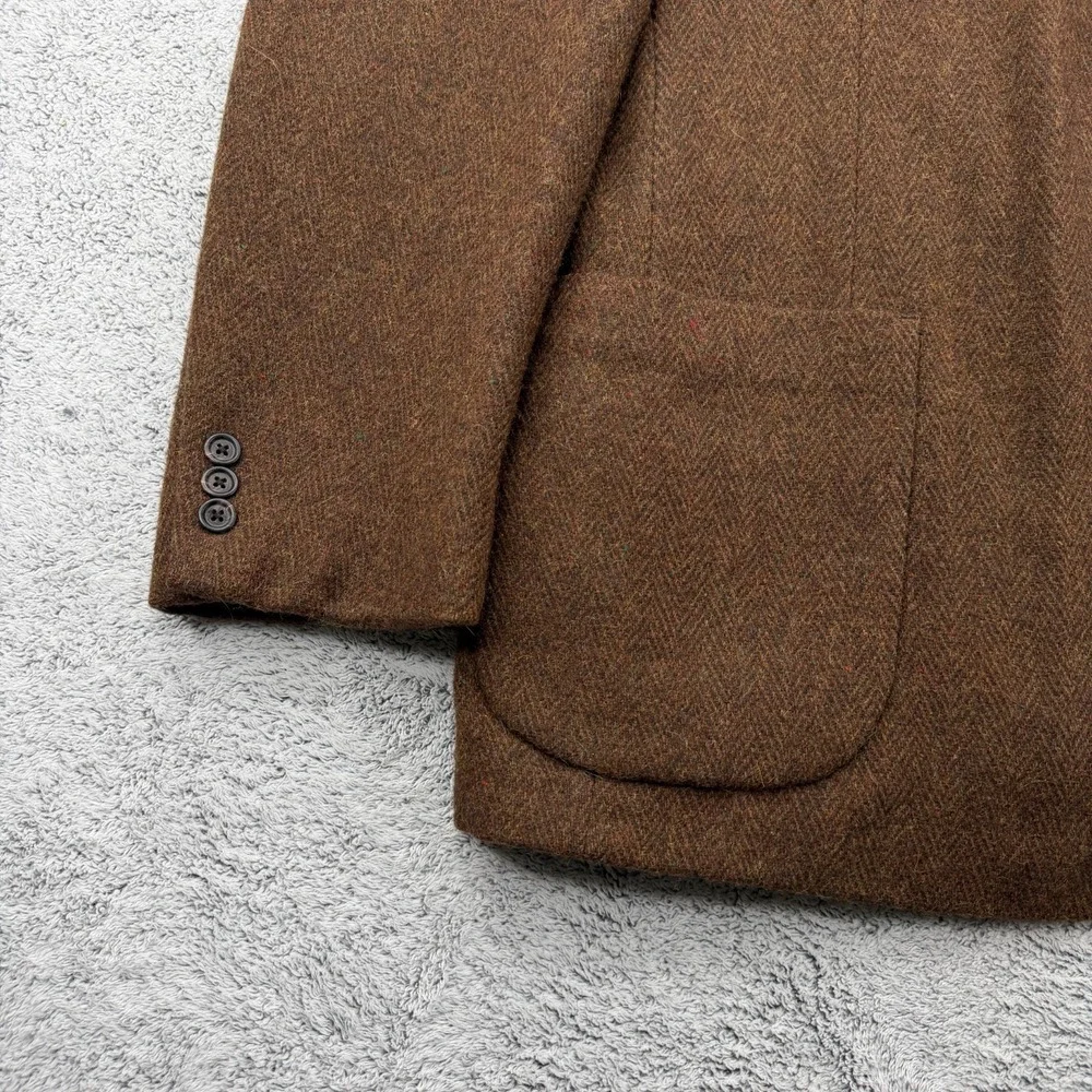 Vintage LL Bean Sport Coat Men 44 Tall Brown Herringbone Tweed Wool Blend Blazer